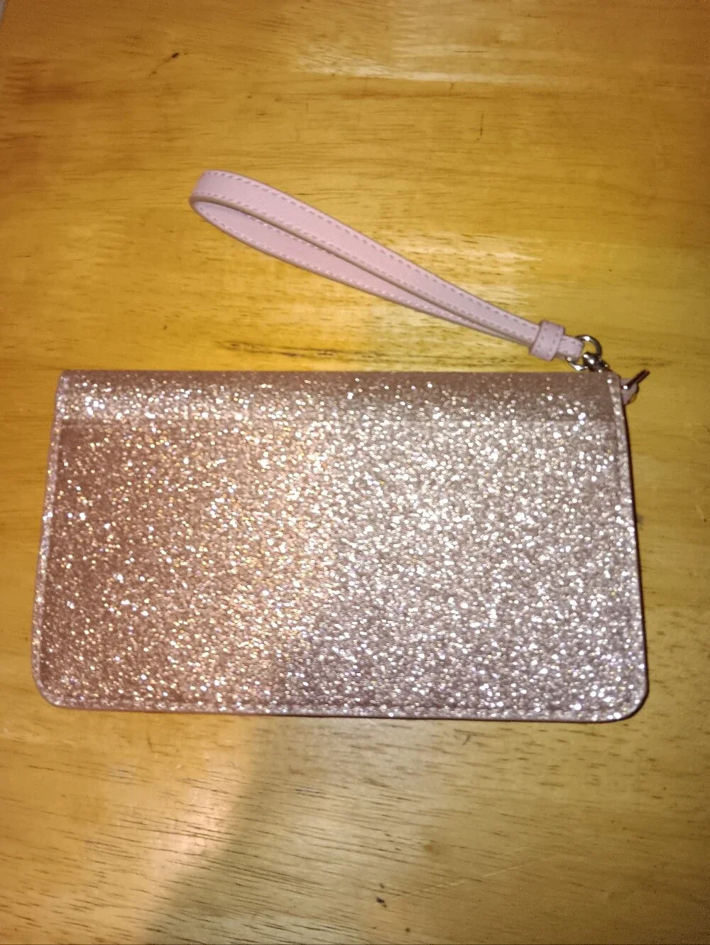 kate spade rose gold glitter wristlet With Box